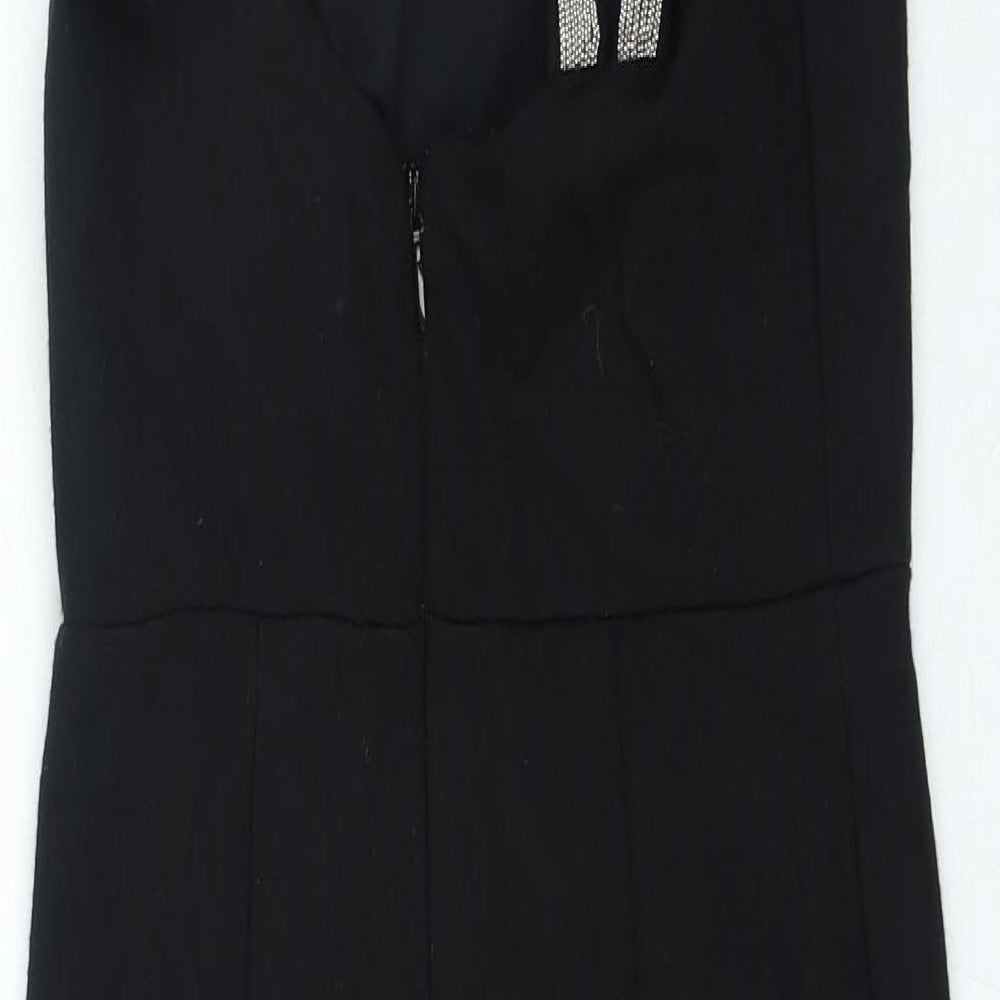 River Island Womens Black Viscose Bodycon Size 8 Halter Zip