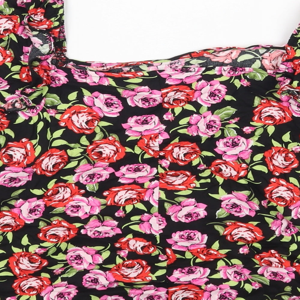 Dorothy Perkins Womens Multicoloured Floral Viscose Cropped Blouse Size 12 Square Neck