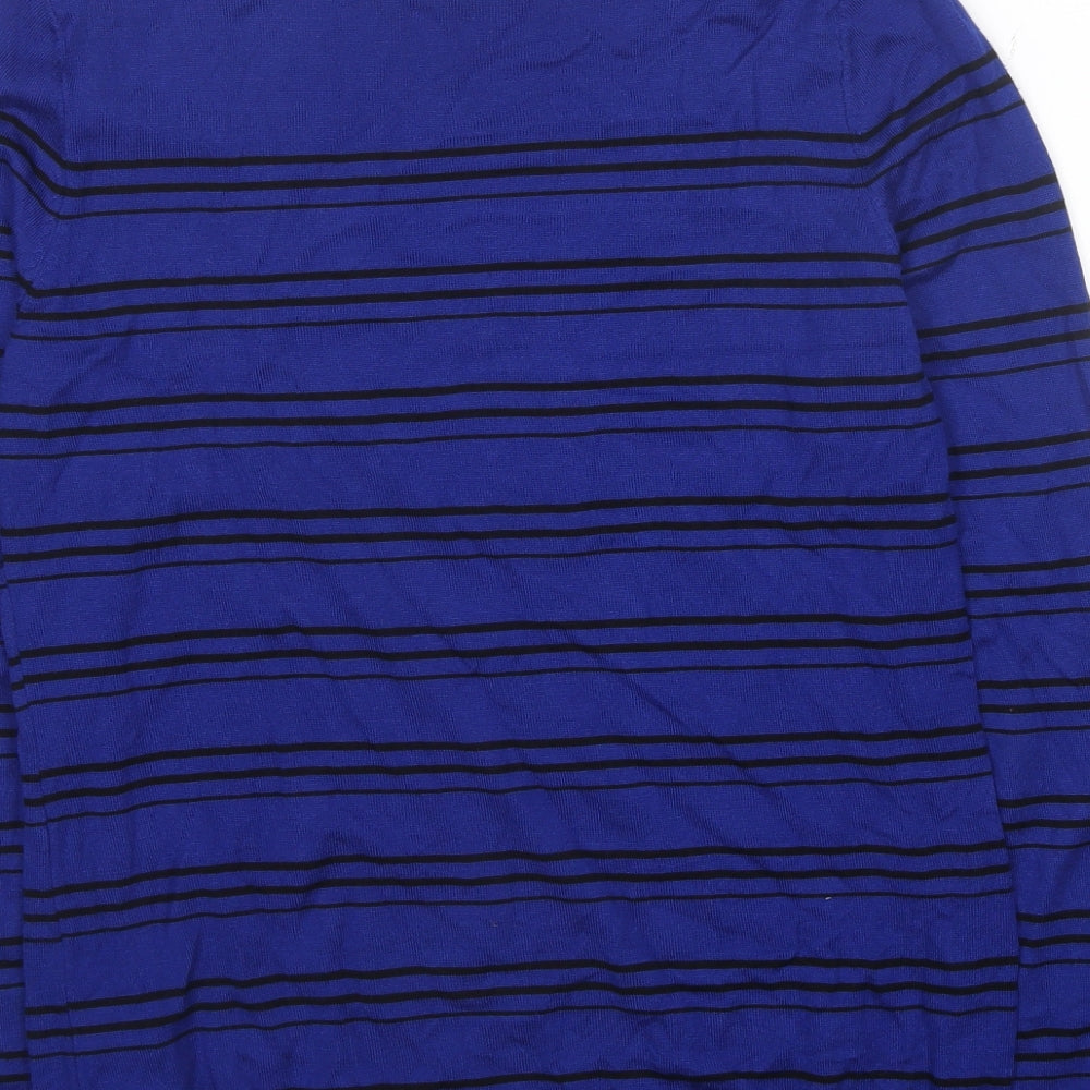 LC Waikiki Womens Blue Boat Neck Striped Viscose Pullover Jumper Size M