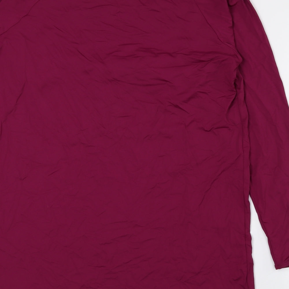 NEXT Womens Purple Nylon Basic Blouse Size 16 Mock Neck