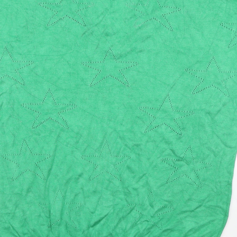 M&Co Womens Green V-Neck Geometric Viscose Pullover Jumper Size 10 - Star pattern
