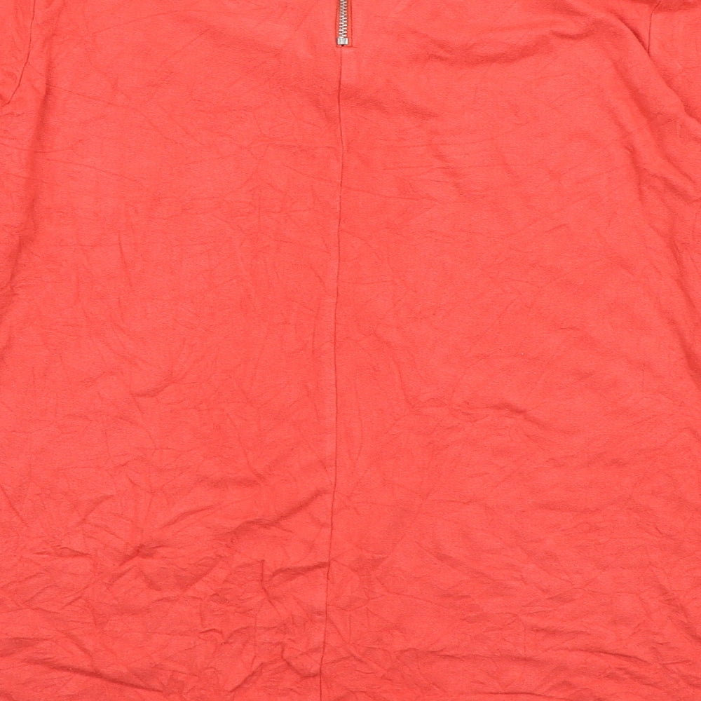 Marks & Spencer Womens Orange Viscose Basic Blouse Size 10 Boat Neck