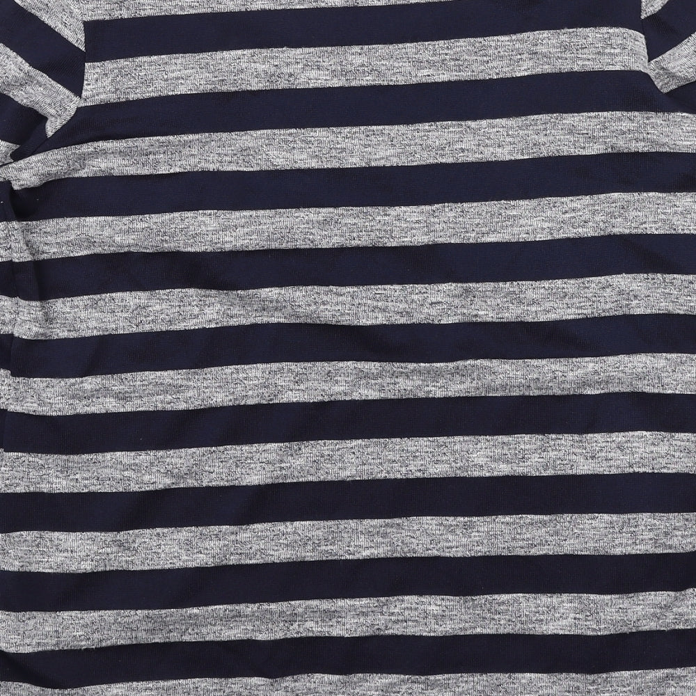 Bonmarché Womens Blue Striped Polyester Basic Blouse Size 12 Round Neck