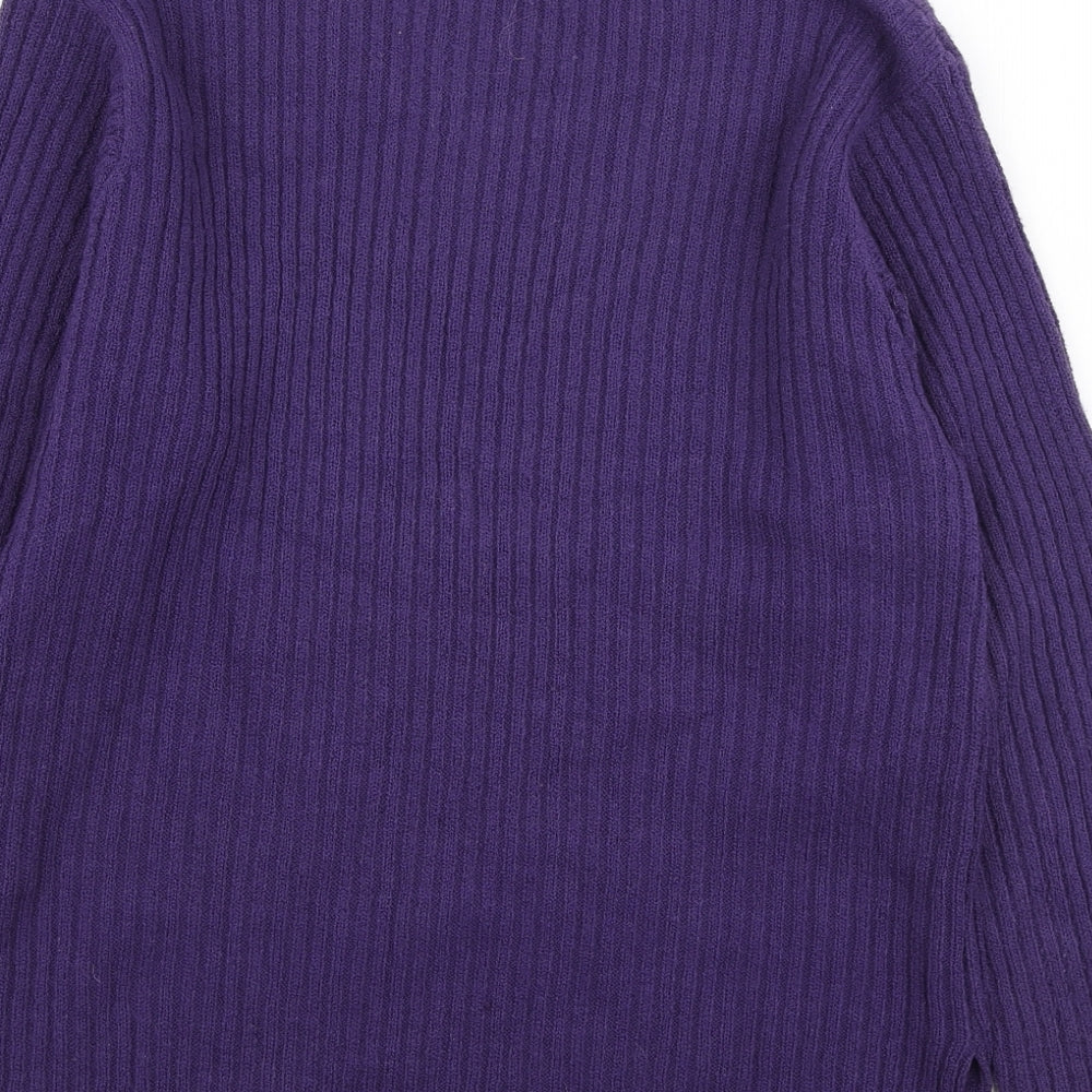 Tigi Womens Purple V-Neck Acrylic Pullover Jumper Size S - Size S/M
