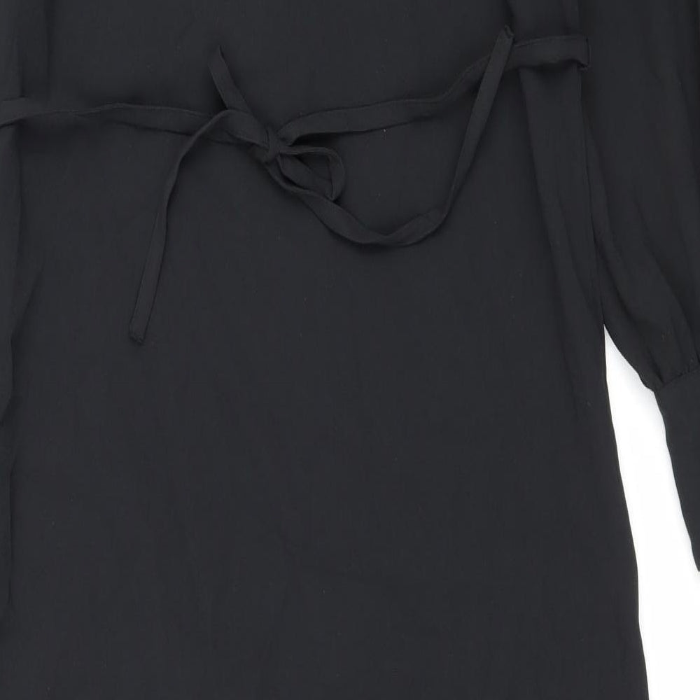 Marks & Spencer Womens Black Polyester Shift Size 8 Round Neck Button