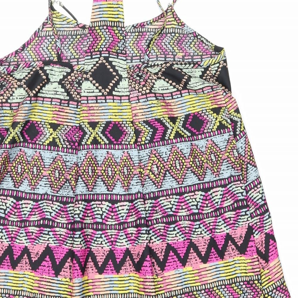 Ribbon Womens Multicoloured Geometric Polyester Basic Tank Size 8 Scoop Neck
