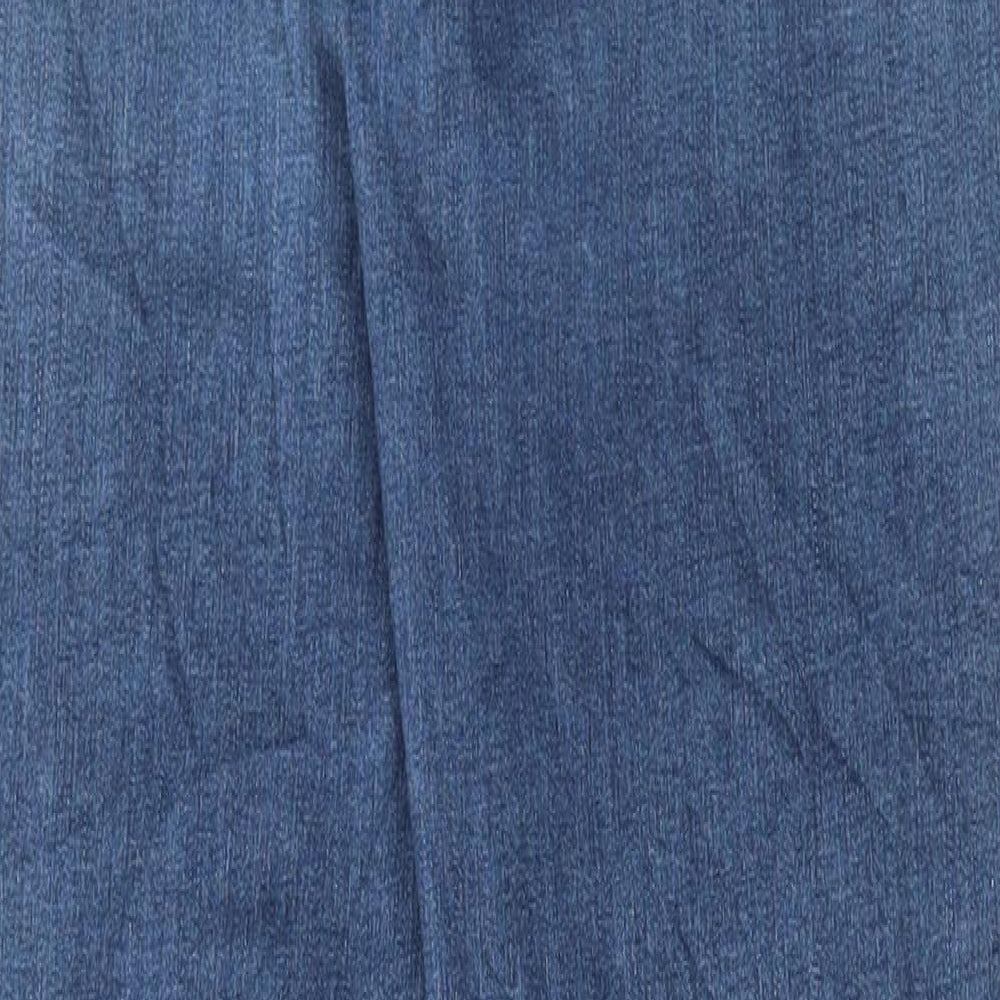 Marks & Spencer Womens Blue Cotton Skinny Jeans Size 8 L29 in Regular Button