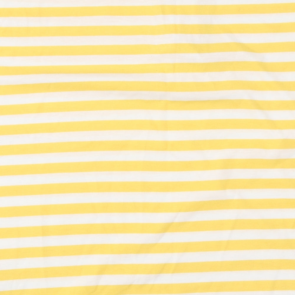 Paolucci Womens Yellow Striped Polyester Basic Button-Up Size S Round Neck - Size S/M