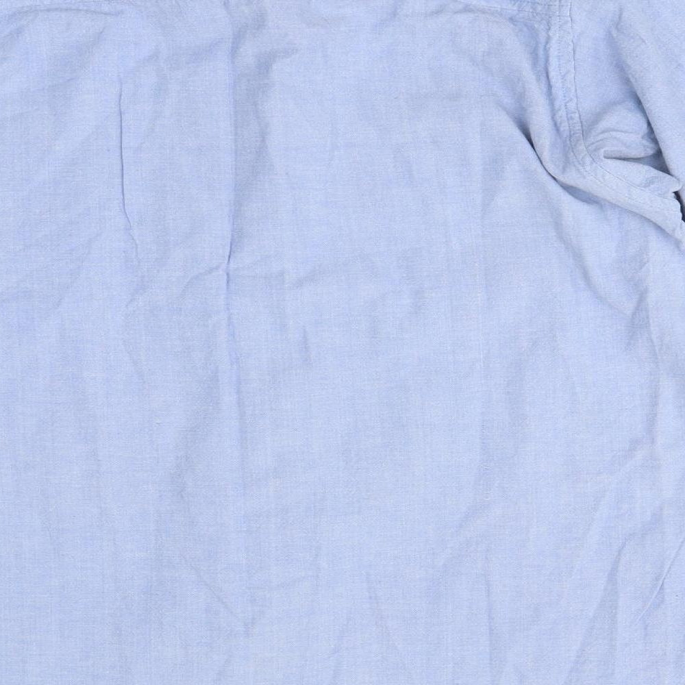 Conrad Mens Blue Polyester Button-Up Size M Collared Button