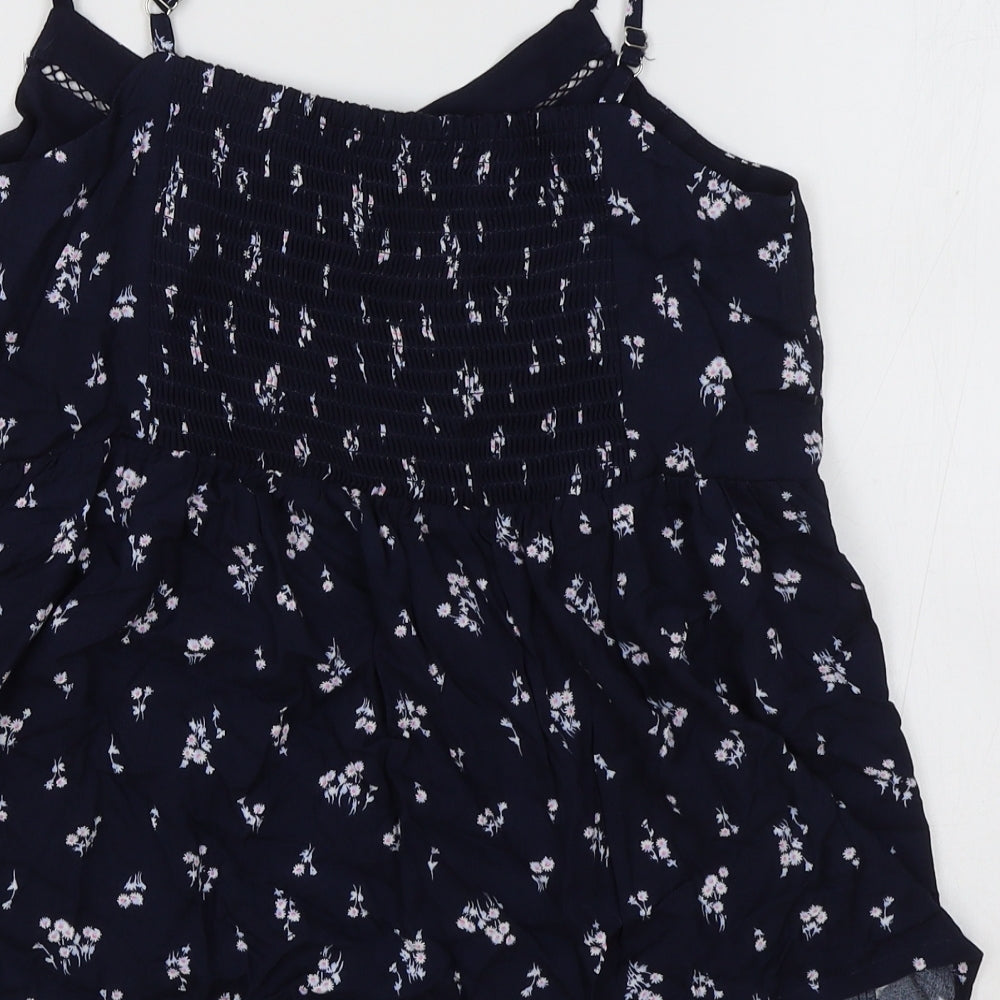 Marks and Spencer Womens Blue Floral Viscose Camisole Tank Size 10 V-Neck