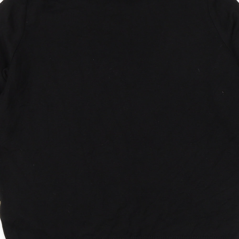 Bonmarché Womens Black Round Neck Geometric Viscose Pullover Jumper Size S