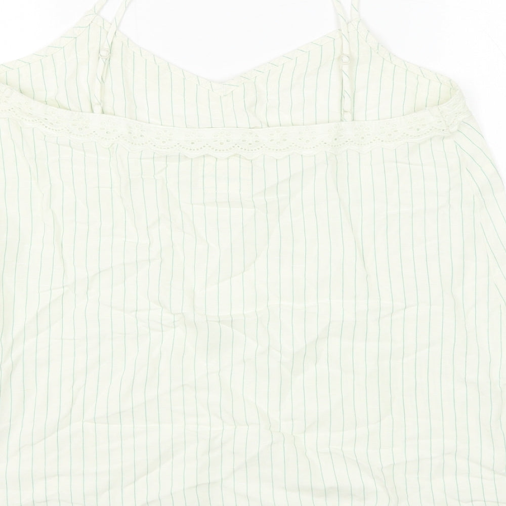Marks & Spencer Womens White Striped Viscose Camisole Tank Size 10 V-Neck