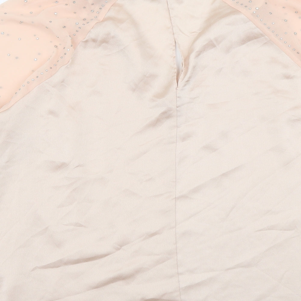 Star Womens Pink Polyester Basic Blouse Size 16 V-Neck