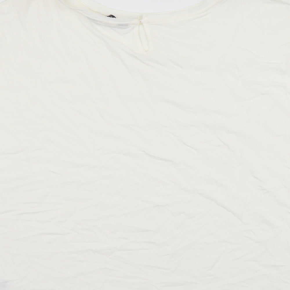 Marks and Spencer Womens Ivory Polyester Basic Blouse Size 22 Round Neck
