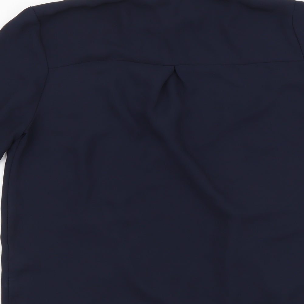 Topshop Womens Blue Polyester Basic Blouse Size 8 V-Neck