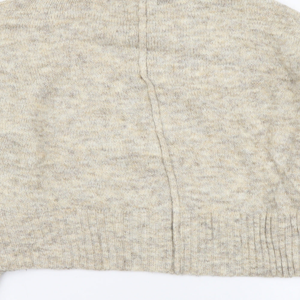 New Look Womens Beige High Neck Polyester Pullover Jumper Size M