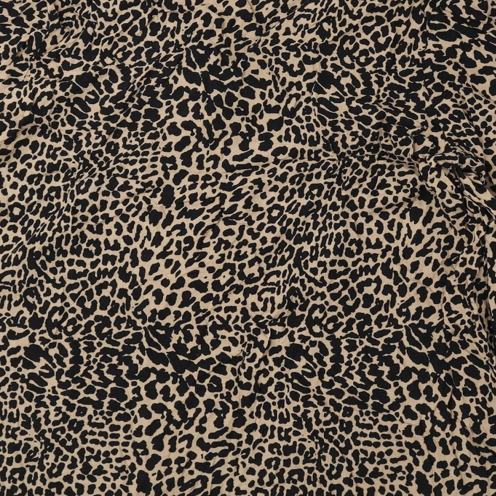 Very Womens Brown Animal Print Viscose Basic Blouse Size 14 V-Neck - Cheetah Print