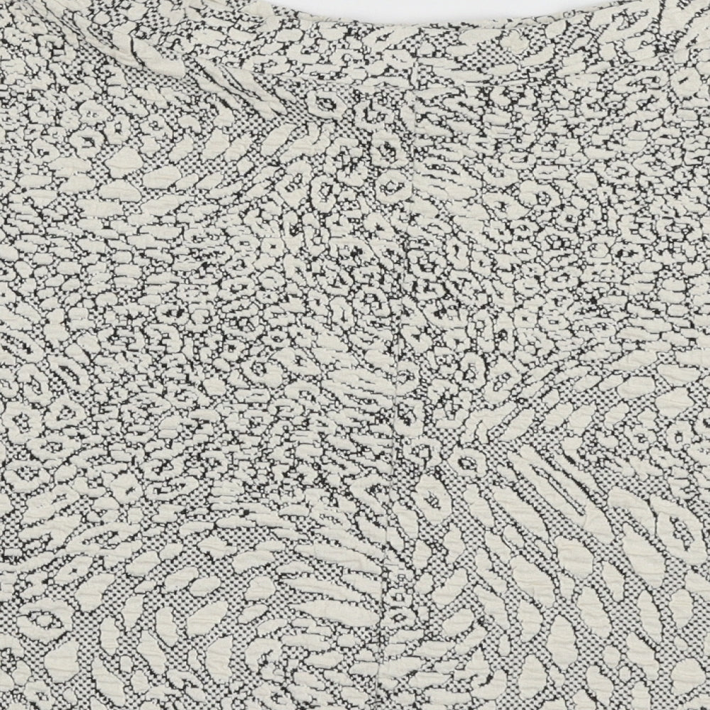 Topshop Womens Ivory Animal Print Polyester Skater Skirt Size 12