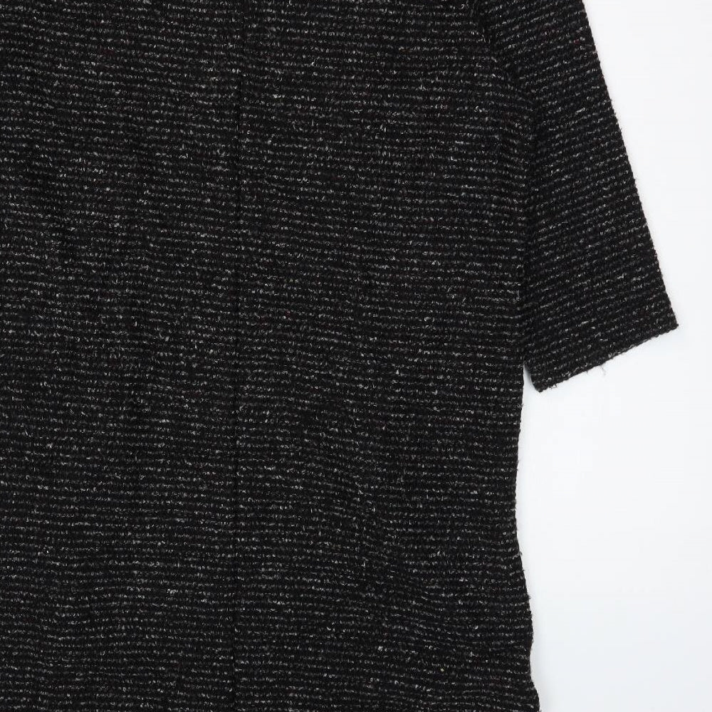 First Avenue Womens Black Polyester A-Line Size XL Round Neck Zip - Leather Effect Trims