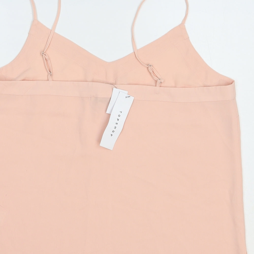 Topshop Womens Pink Polyester Camisole Blouse Size 14 V-Neck