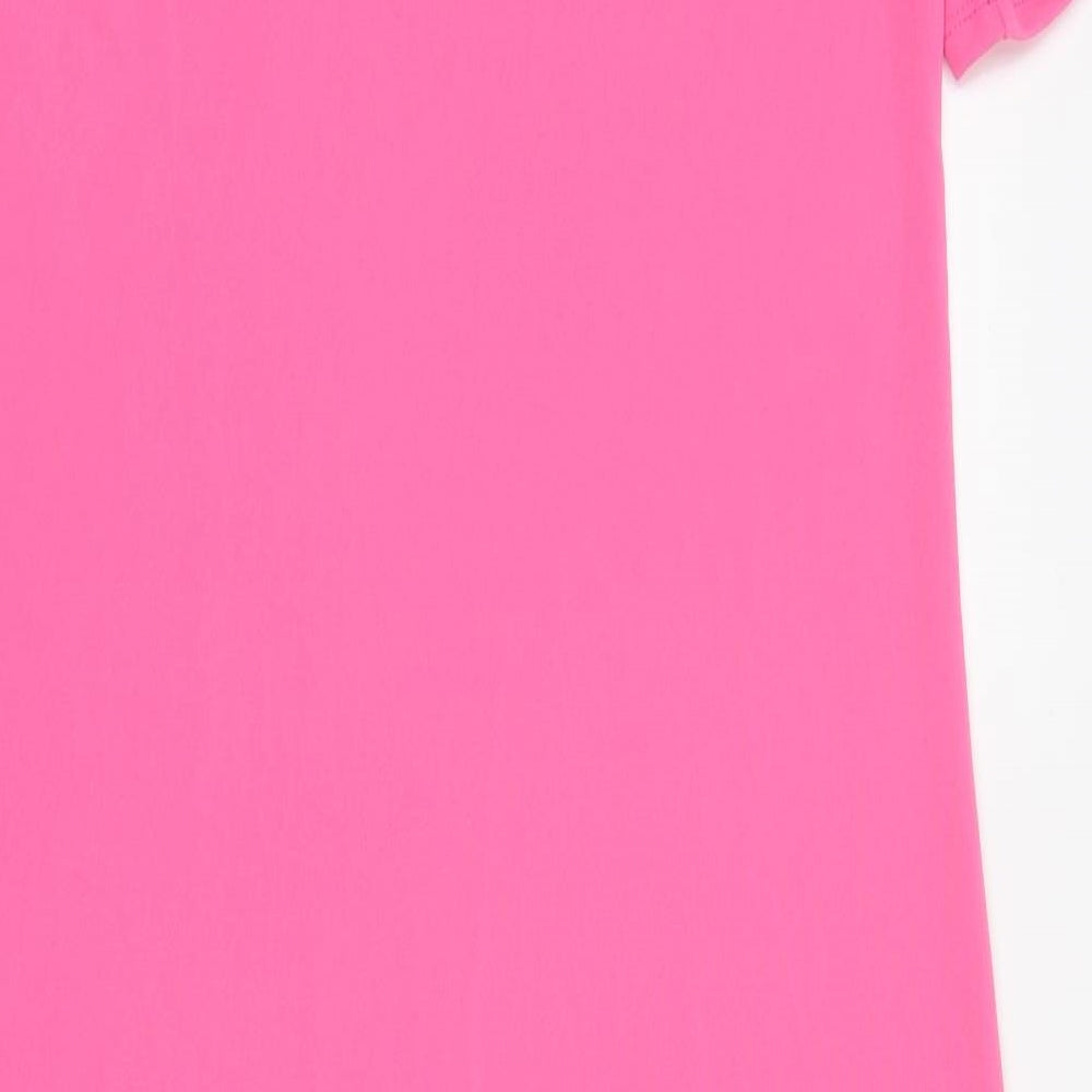 Marks & Spencer Womens Pink Polyester Shirt Dress Size 10 Round Neck Pullover