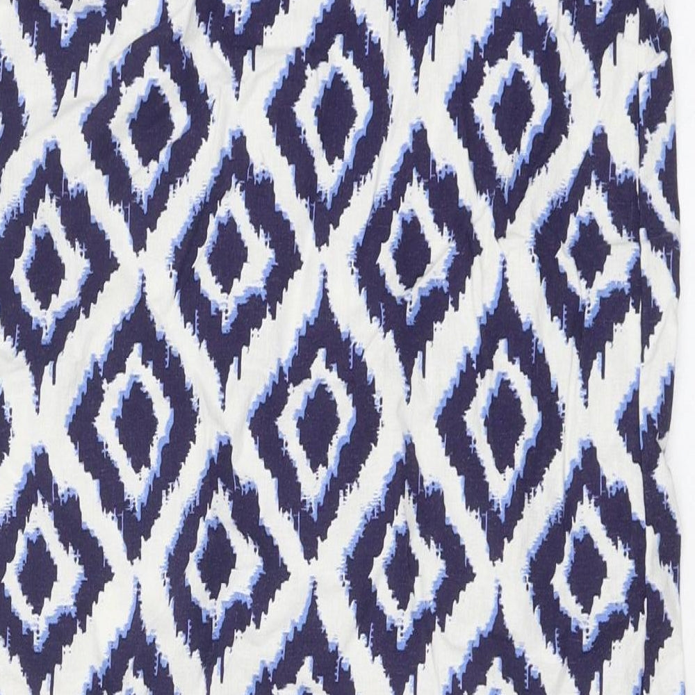 Marks & Spencer Womens Blue Geometric Polyester A-Line Size 6 Round Neck Pullover