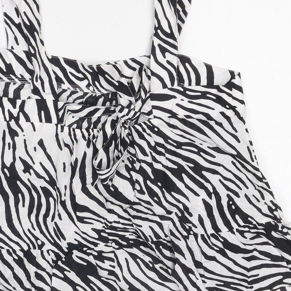 Marks & Spencer Womens Multicoloured Animal Print Polyester Basic T-Shirt Size 14 Sweetheart - Tie Zebra Print