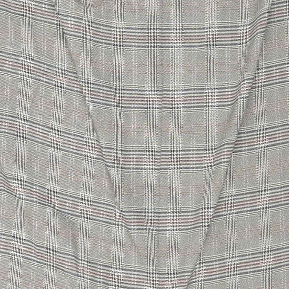Marks & Spencer Womens Beige Check Polyester A-Line Skirt Size 6 Zip