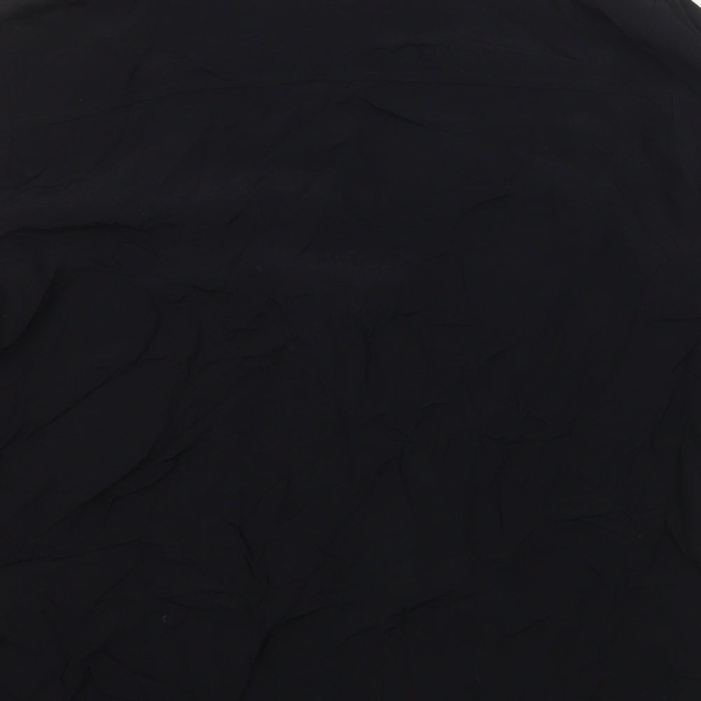 Marks & Spencer Womens Black Viscose Basic Button-Up Size 6 Collared