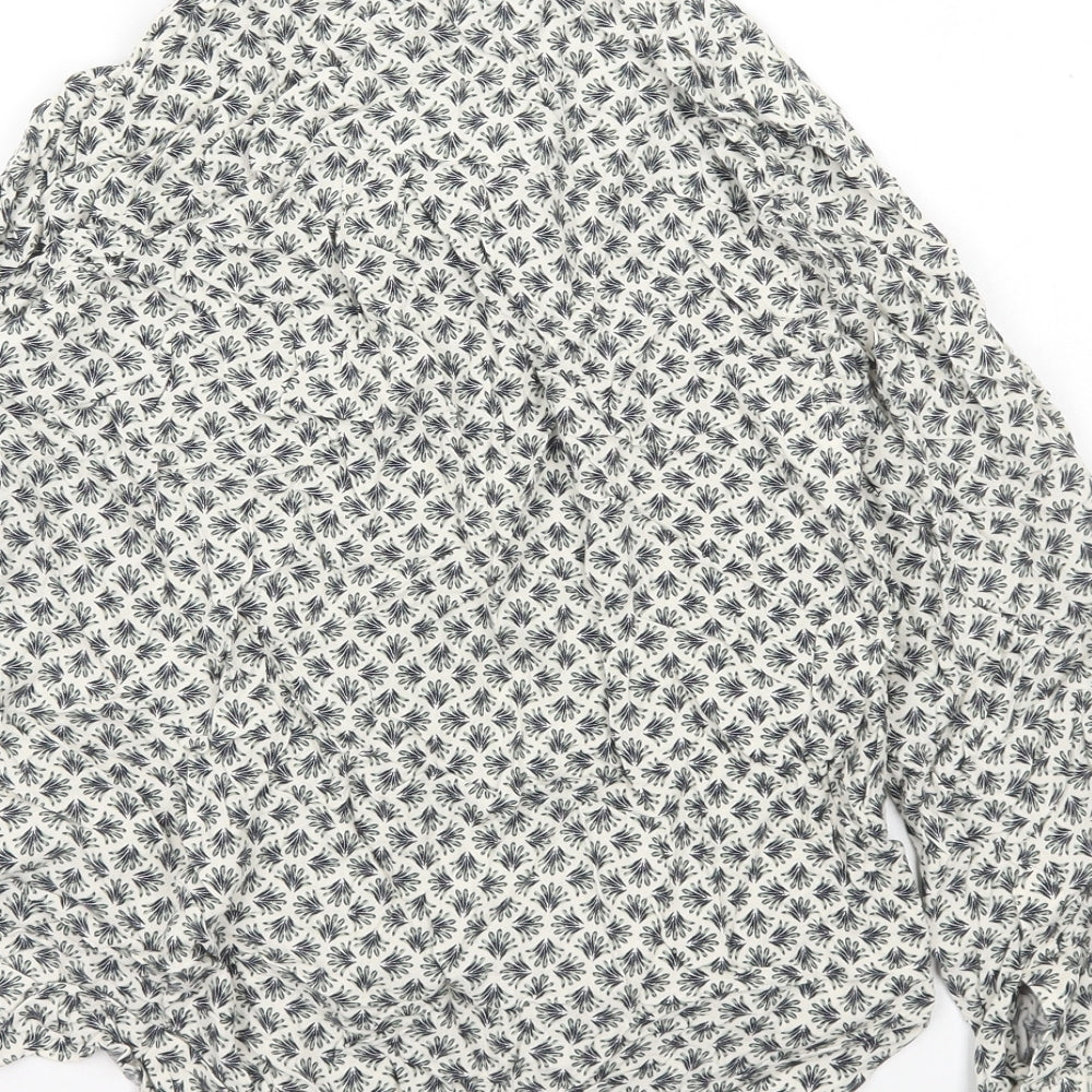 Marks & Spencer Womens Ivory Geometric Viscose Basic Button-Up Size 6 Collared