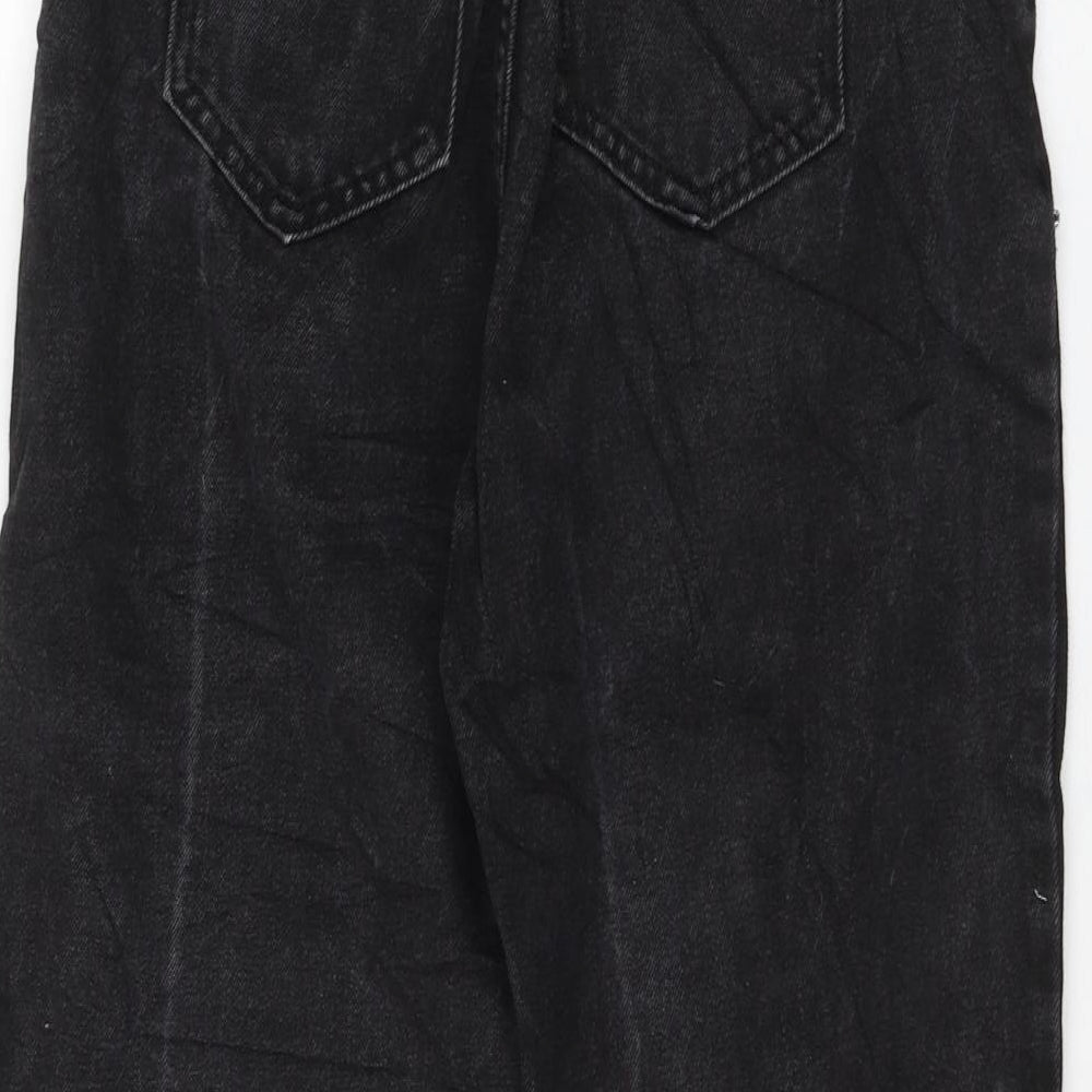 Preworn Womens Black Polyester Mom Jeans Size 8 L23 in Regular Zip