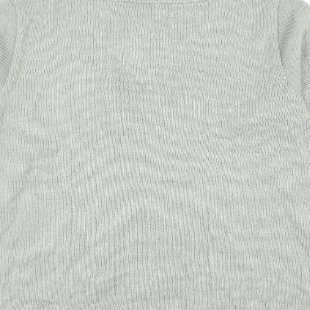 Afibel Womens Green V-Neck Acrylic Pullover Jumper Size 16