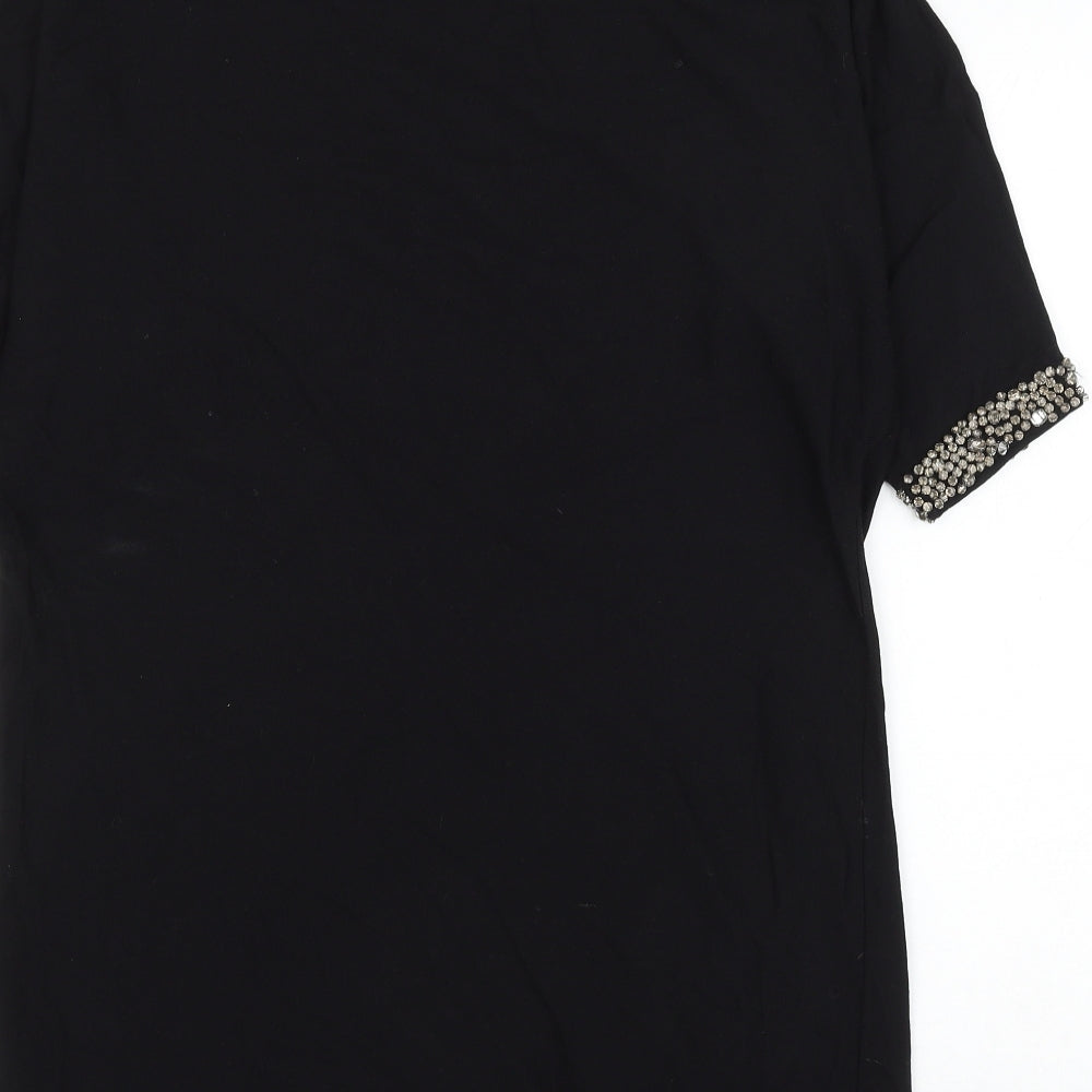 Phase Eight Womens Black Viscose Shift Size M Round Neck Button