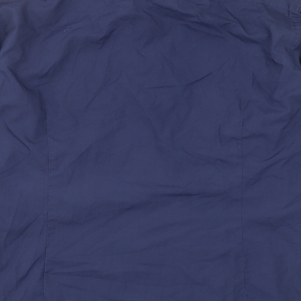 Cedarwood State Mens Blue Polyester Button-Up Size 16 Collared Button
