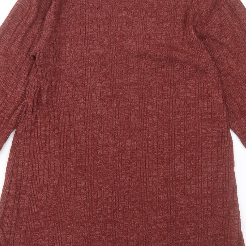 Topshop Womens Brown Crew Neck Polyester Tunic Jumper Size 10