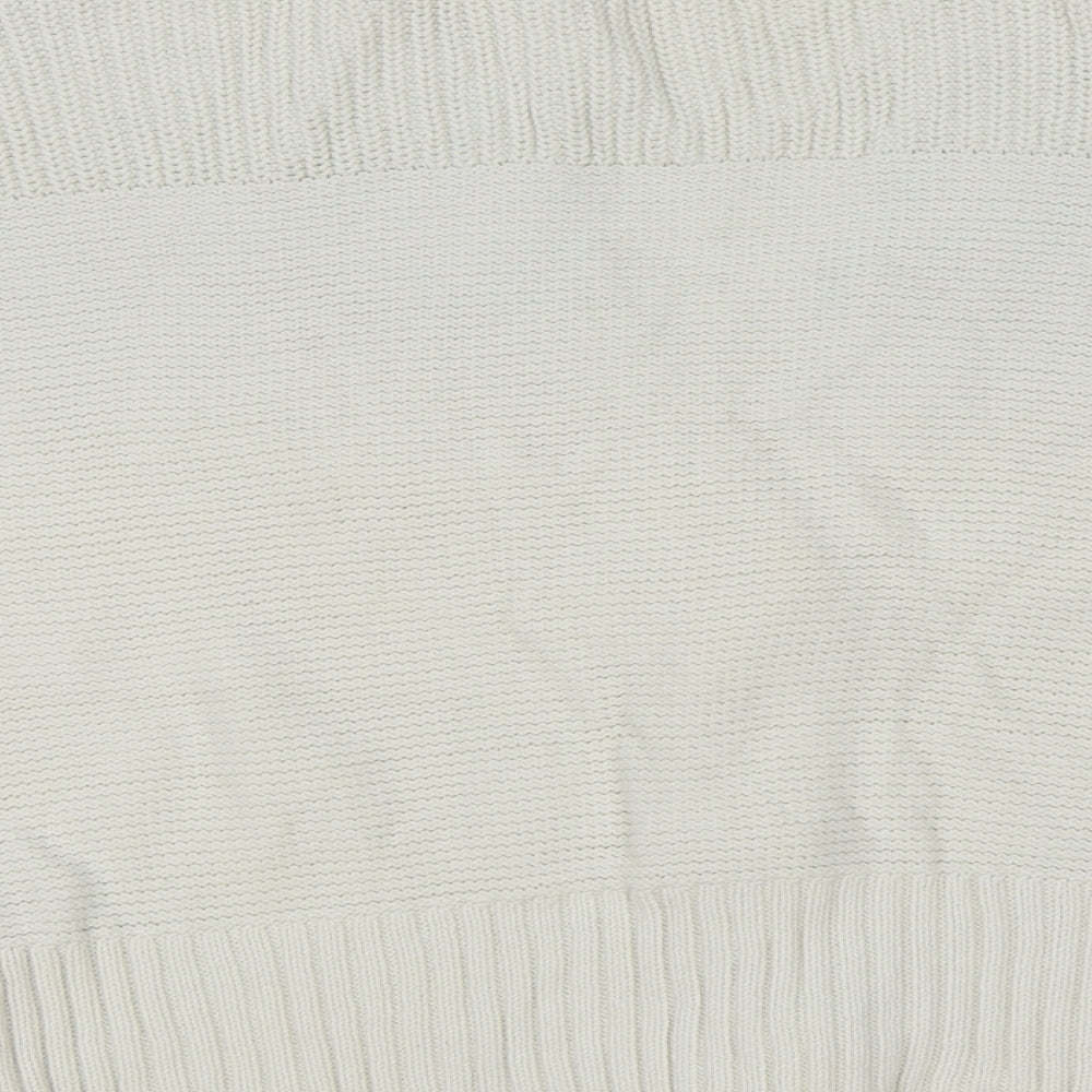 Wallis Womens White V-Neck Cotton Cardigan Jumper Size XL