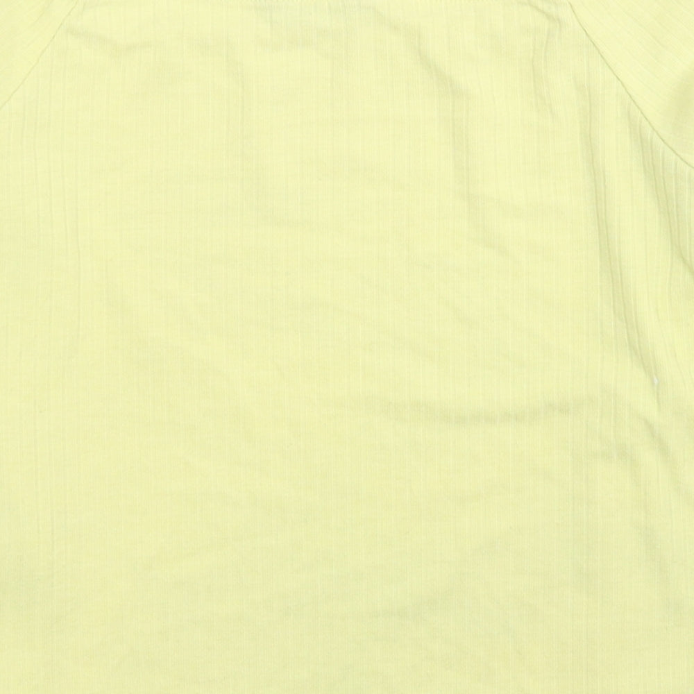 Selected Womens Yellow Polyester Cropped Blouse Size 10 Boat Neck
