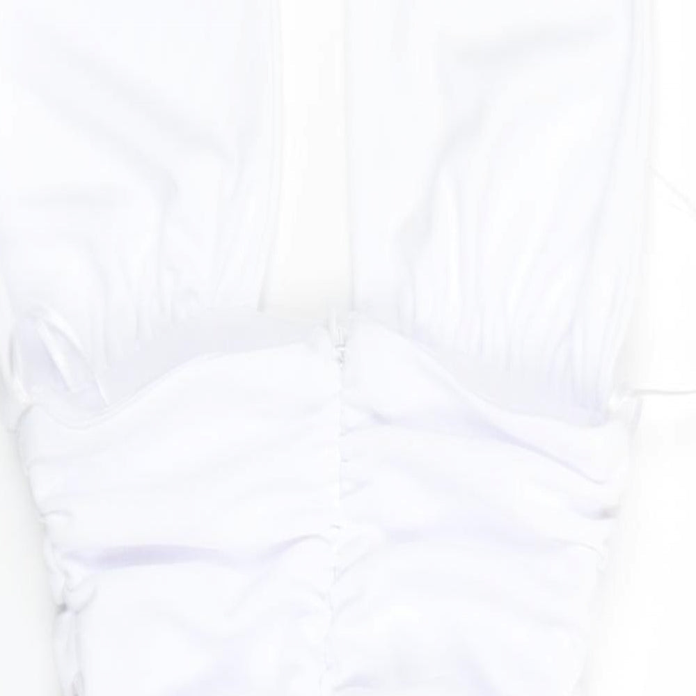 Zara Womens White Polyester Mini Size XS Halter Zip