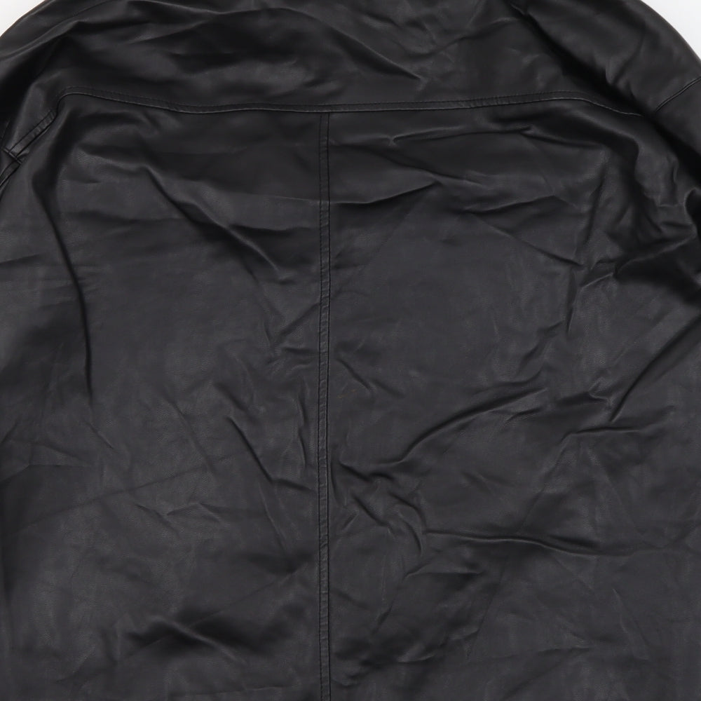 H&M Womens Black Polyester Basic Button-Up Size XS Collared - Overshirt