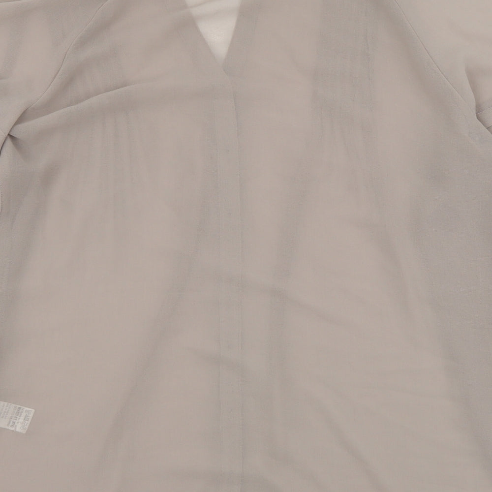 Marks & Spencer Womens Beige Polyester Basic Button-Up Size 10 V-Neck