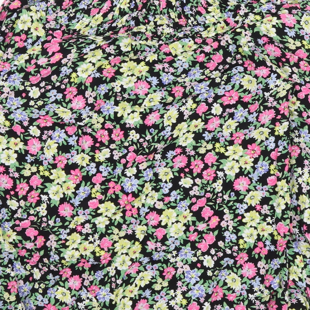 Marks & Spencer Womens Multicoloured Floral Viscose Basic Blouse Size 8 Round Neck