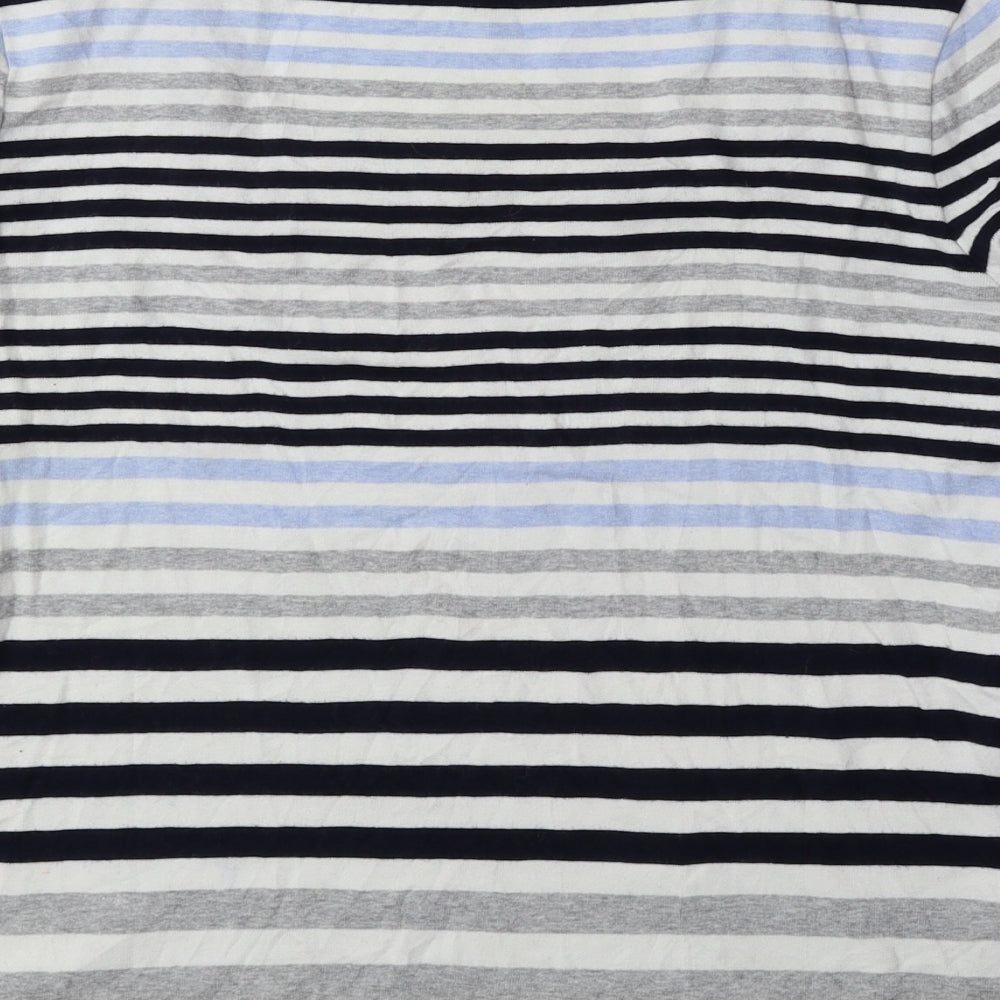 Country Casuals Womens Blue Striped 100% Cotton Basic Blouse Size M Square Neck