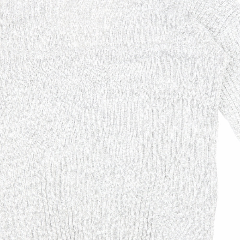 PEP&CO Womens Grey V-Neck Acrylic Pullover Jumper Size 12