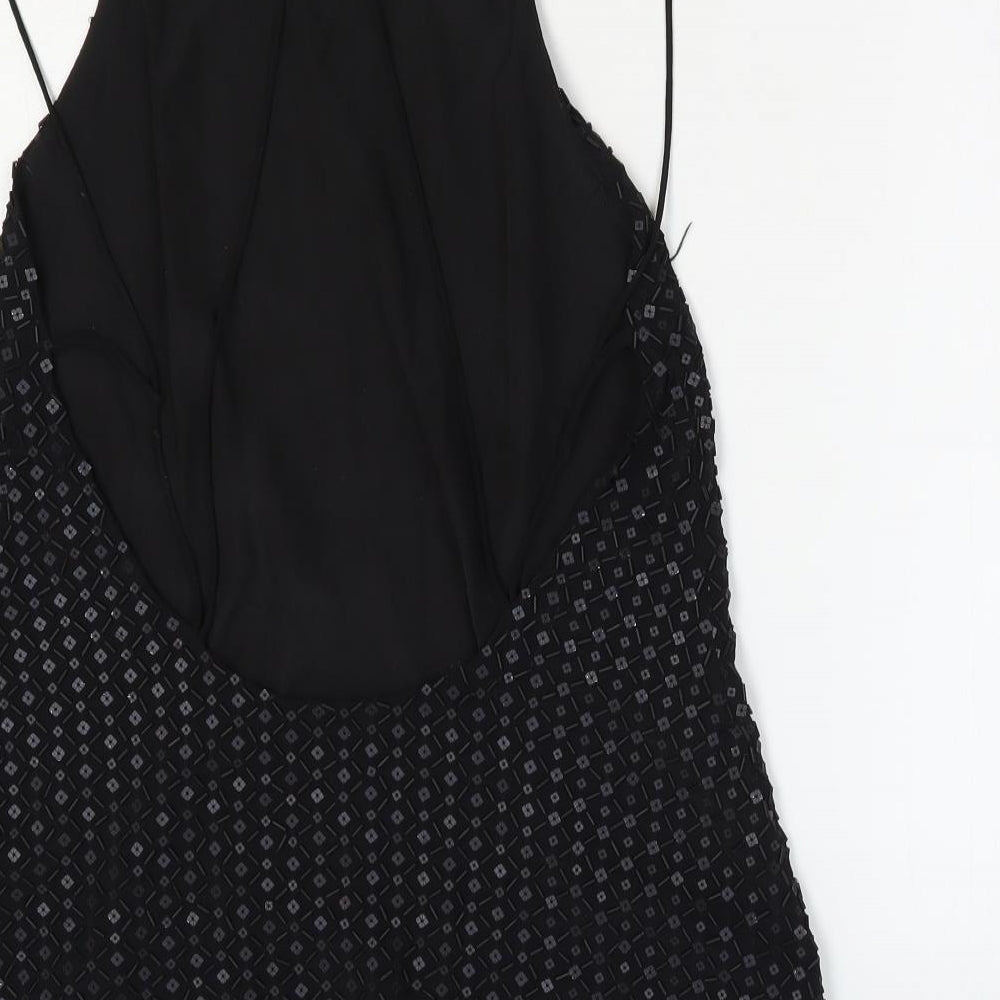 Next Womens Black Polyester Camisole Blouse Size 10 Round Neck - Cross Back detail