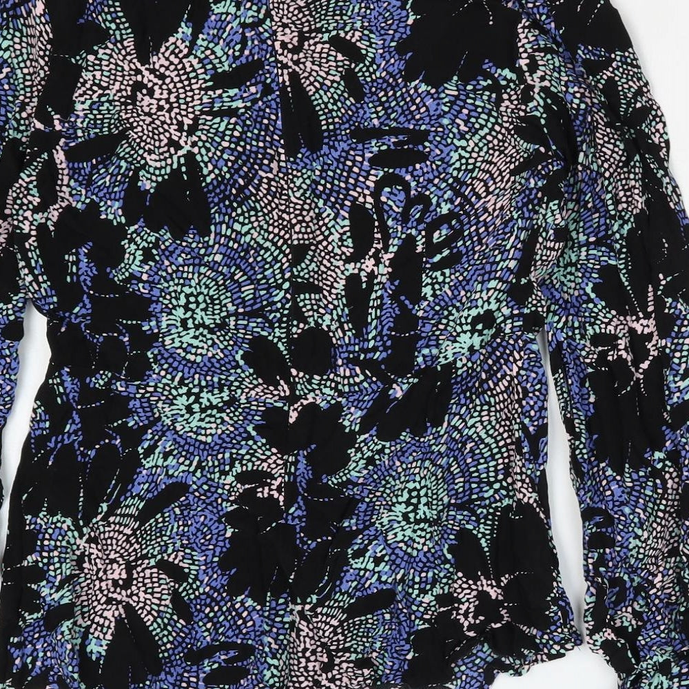 Marks & Spencer Womens Multicoloured Geometric Viscose Basic Blouse Size 8 Round Neck