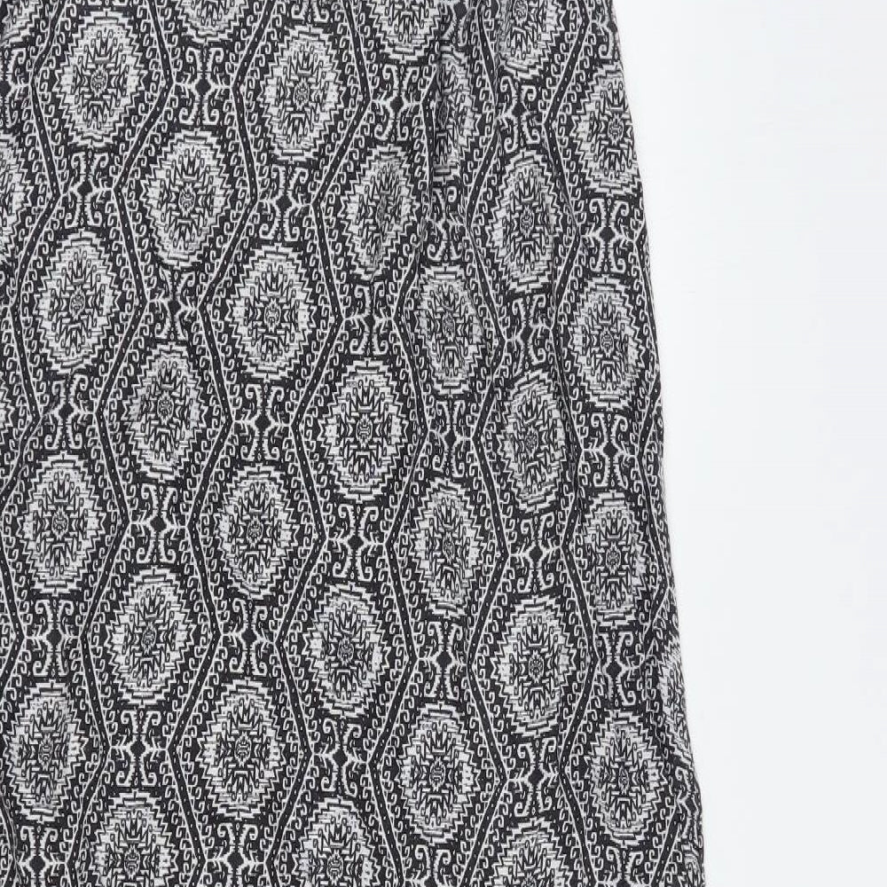 New Look Womens Black Geometric Viscose Maxi Size 8 Off the Shoulder Tie - Bandeau Dress