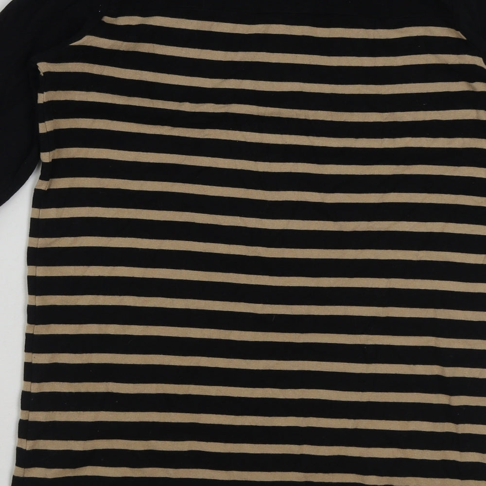 INTUITION Womens Brown Striped Cotton Basic T-Shirt Size 12 Round Neck
