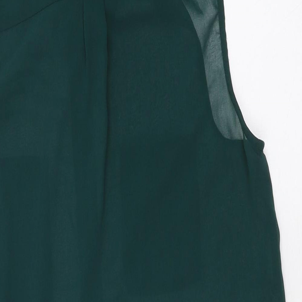 New Look Womens Green Polyester Jersey Button-Up Size 8 Collared