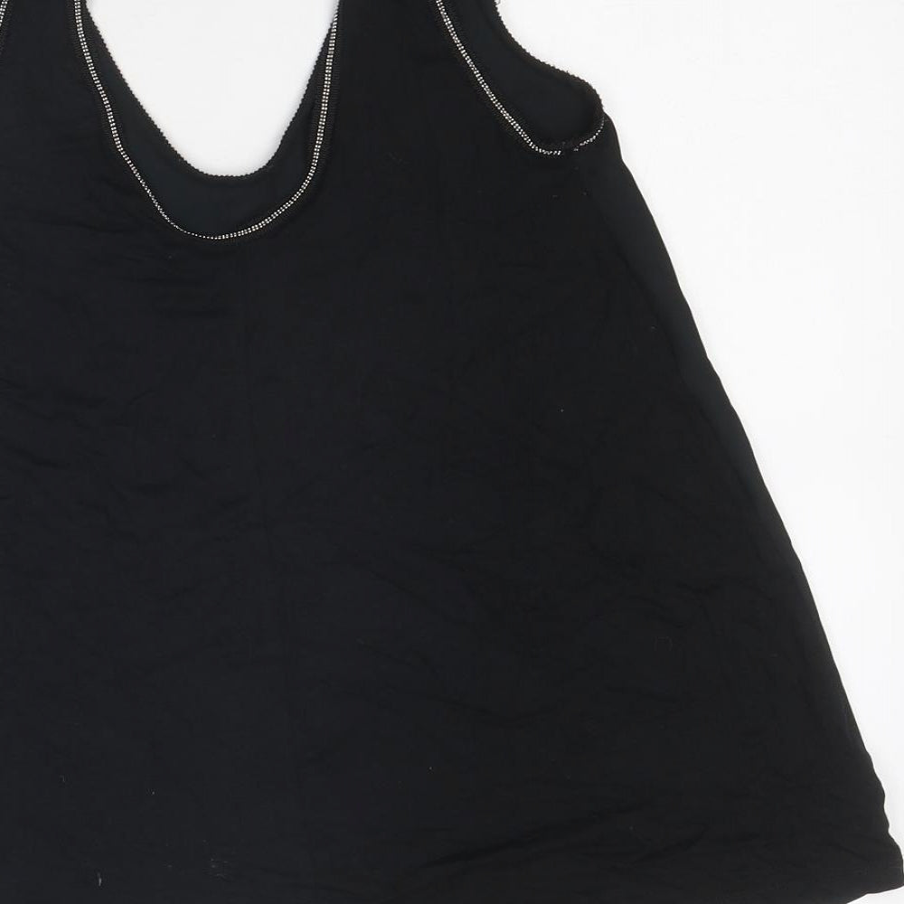 Marks & Spencer Womens Black Polyester Jersey Tank Size 6 Round Neck