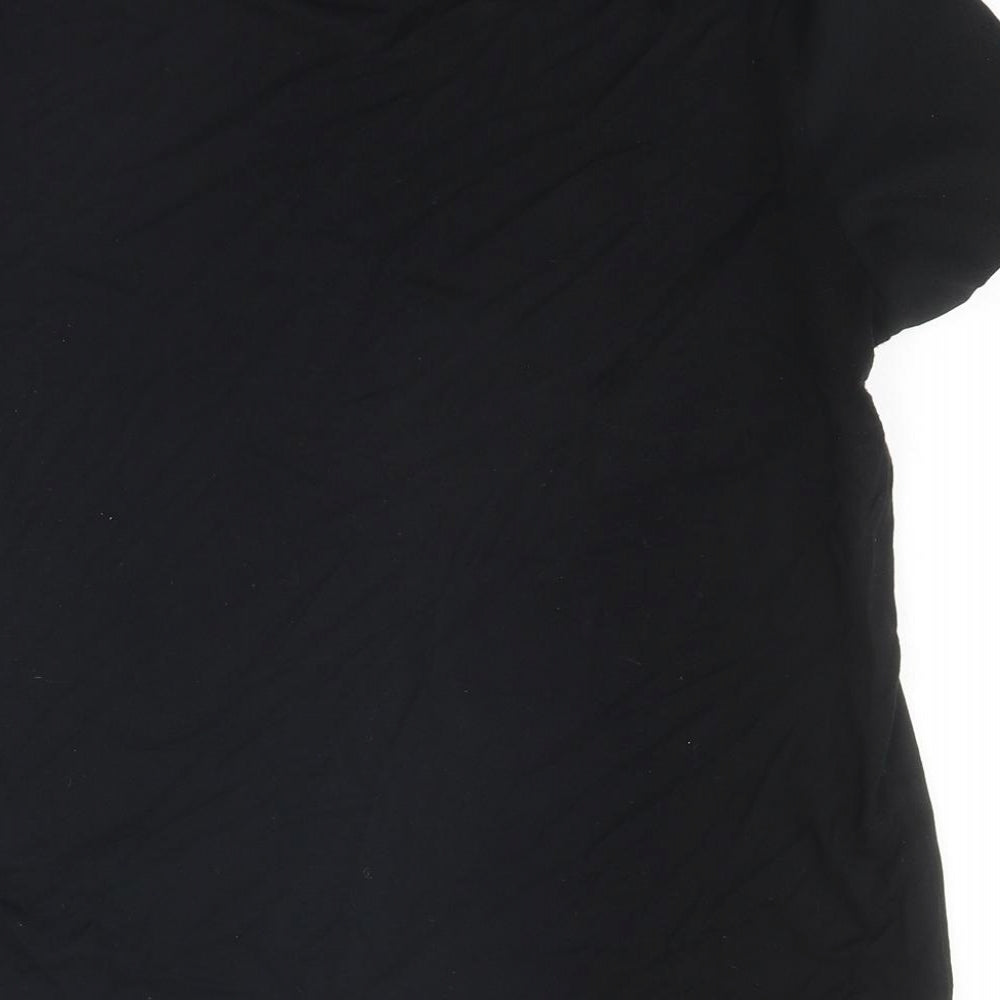Marks & Spencer Womens Black Polyester Basic T-Shirt Size 8 Round Neck